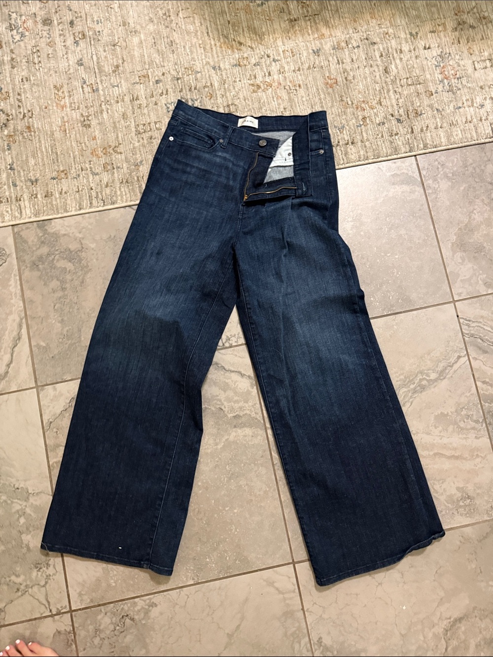 Frame Denim Dark Blue Wide-Leg Jeans